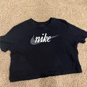 Nike Black Cropped Tee with Logo